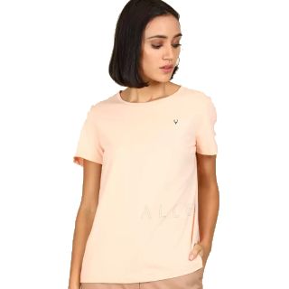 Allen Solly  Printed Women Boat Neck Pink T-Shirt at Rs.297